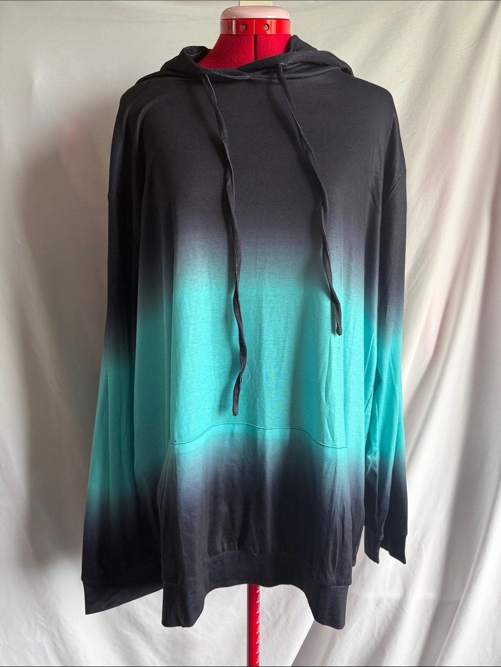 Women's Ombre Hooded Sweatshirt - Black & Teal